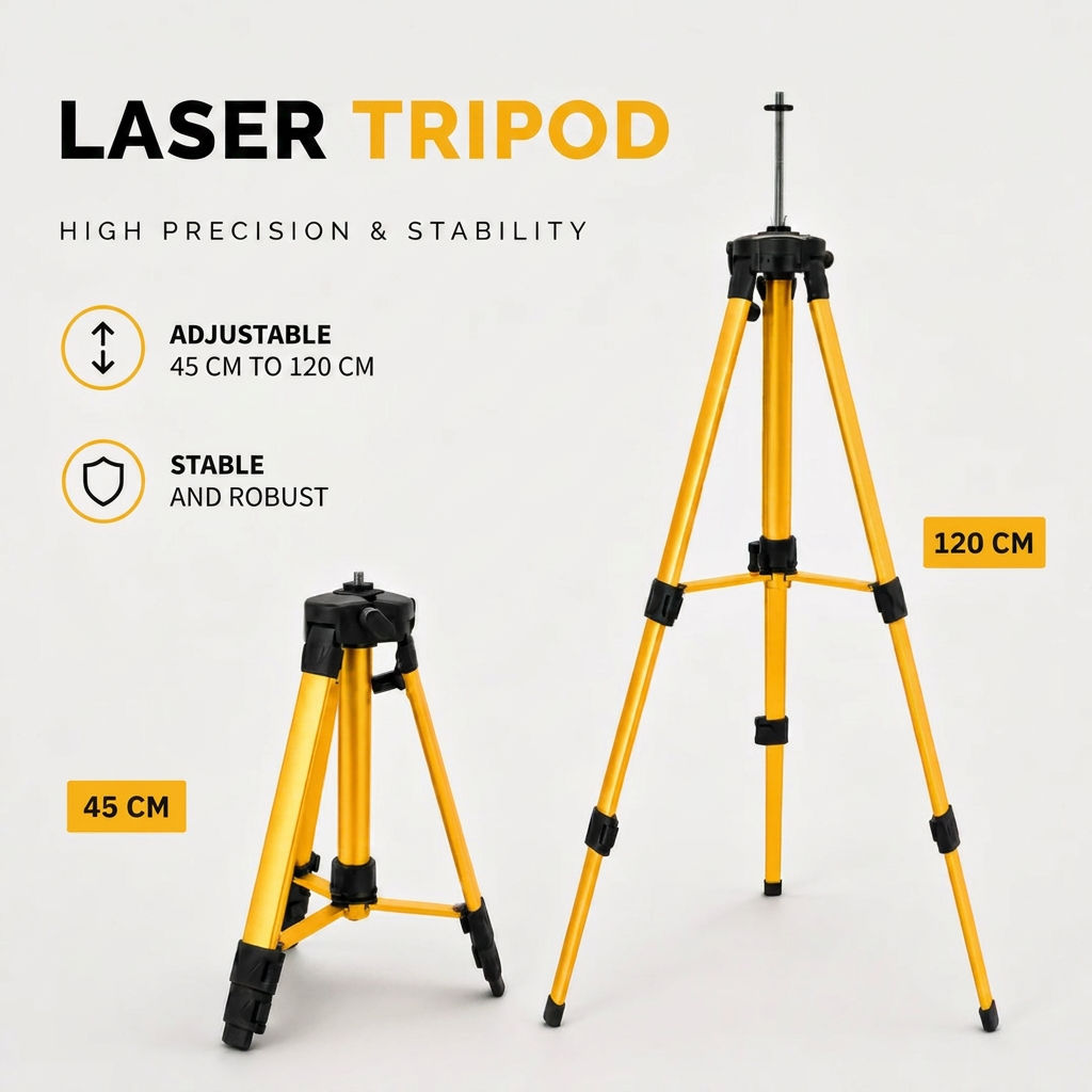 Laser Level Tripod 120 CM Yellow Aluminum | Laser Levels & Cross-Line Lasers | Storage Bag Included