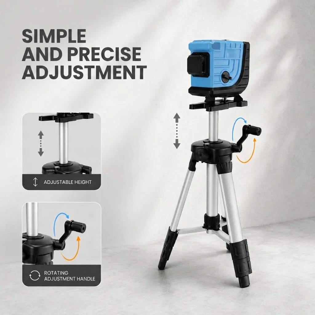 Laser Level Tripod 150 CM Grey Aluminum | Laser Levels & Cross-Line Lasers | Storage Bag Included