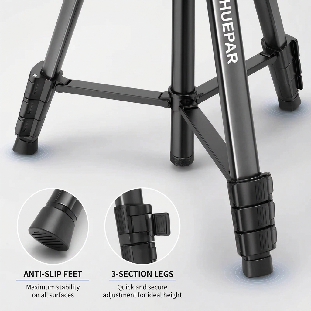 Laser Level Tripod 152 CM Black Aluminum | Laser Levels & Cross-Line Lasers | Adjustable Head & Carry Bag Included