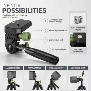 Laser Level Tripod 152 CM Black Aluminum | Laser Levels & Cross-Line Lasers | Adjustable Head & Carry Bag Included