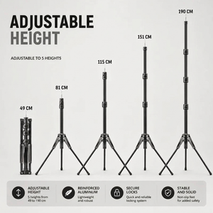 Light Stand Tripod 190 CM Grey Pattern | Ring Light & Softbox | Carry Bag Included