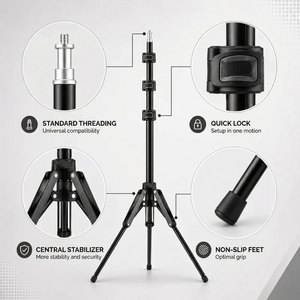 Light Stand Tripod 190 CM Grey Pattern | Ring Light & Softbox | Carry Bag Included