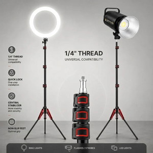 Light Stand Tripod 190 CM Red Pattern | Ring Light & Softbox | Carry Bag Included