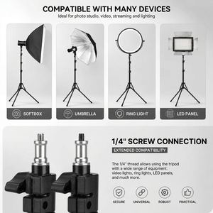 Light Stand Tripod 200 CM Black | Ring Light & Softbox | Tall & Stable