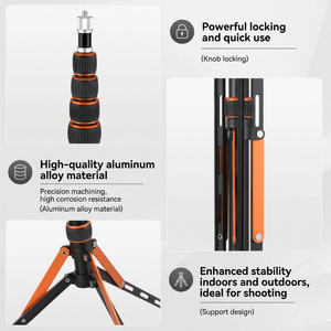 Light Stand Tripod 216 CM Orange Pattern | Ring Light & Softbox | Carry Bag Included