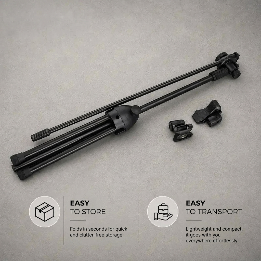 Microphone Stand 180 CM Foldable | Podcast & Stage | Tall Design