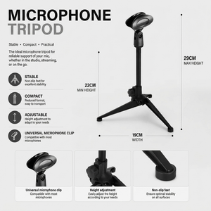 Microphone Stand 29 CM Portable | Podcast & Streaming | Ultra Compact & Foldable