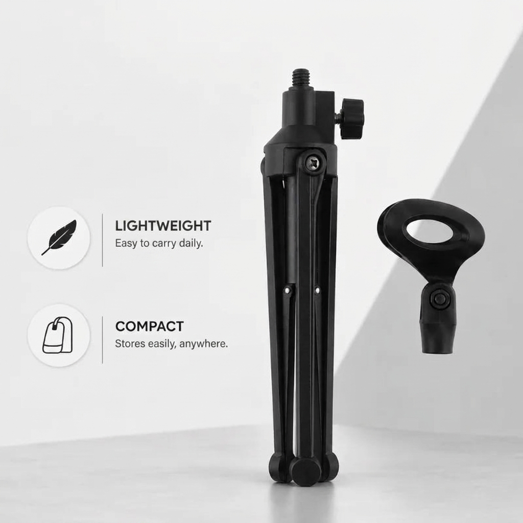 Microphone Stand 29 CM Portable | Podcast & Streaming | Ultra Compact & Foldable
