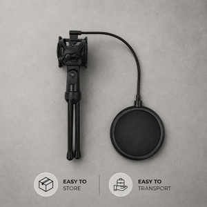 Desktop Microphone Stand | Podcast & Streaming | Spider Mount & Pop Filter Included