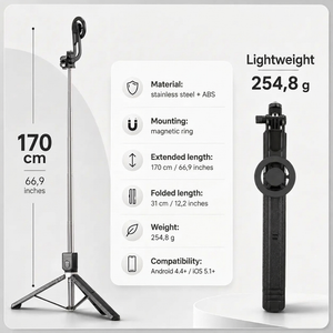 Selfie Stick Tripod iPhone 12 13 14 15 Pro Max 170 CM | Bluetooth