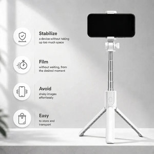 Phone Tripod 70 CM White | iPhone & Android | Selfie & Bluetooth Remote