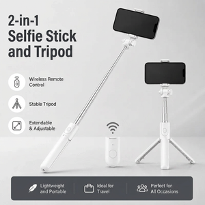 Phone Tripod 70 CM White | iPhone & Android | Selfie & Bluetooth Remote
