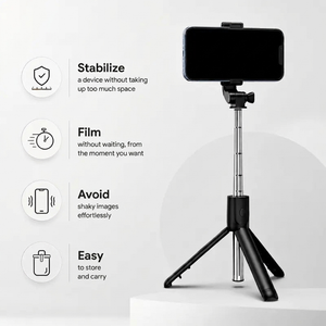 Phone Tripod 70 CM Black | iPhone & Android | Selfie & Bluetooth Remote