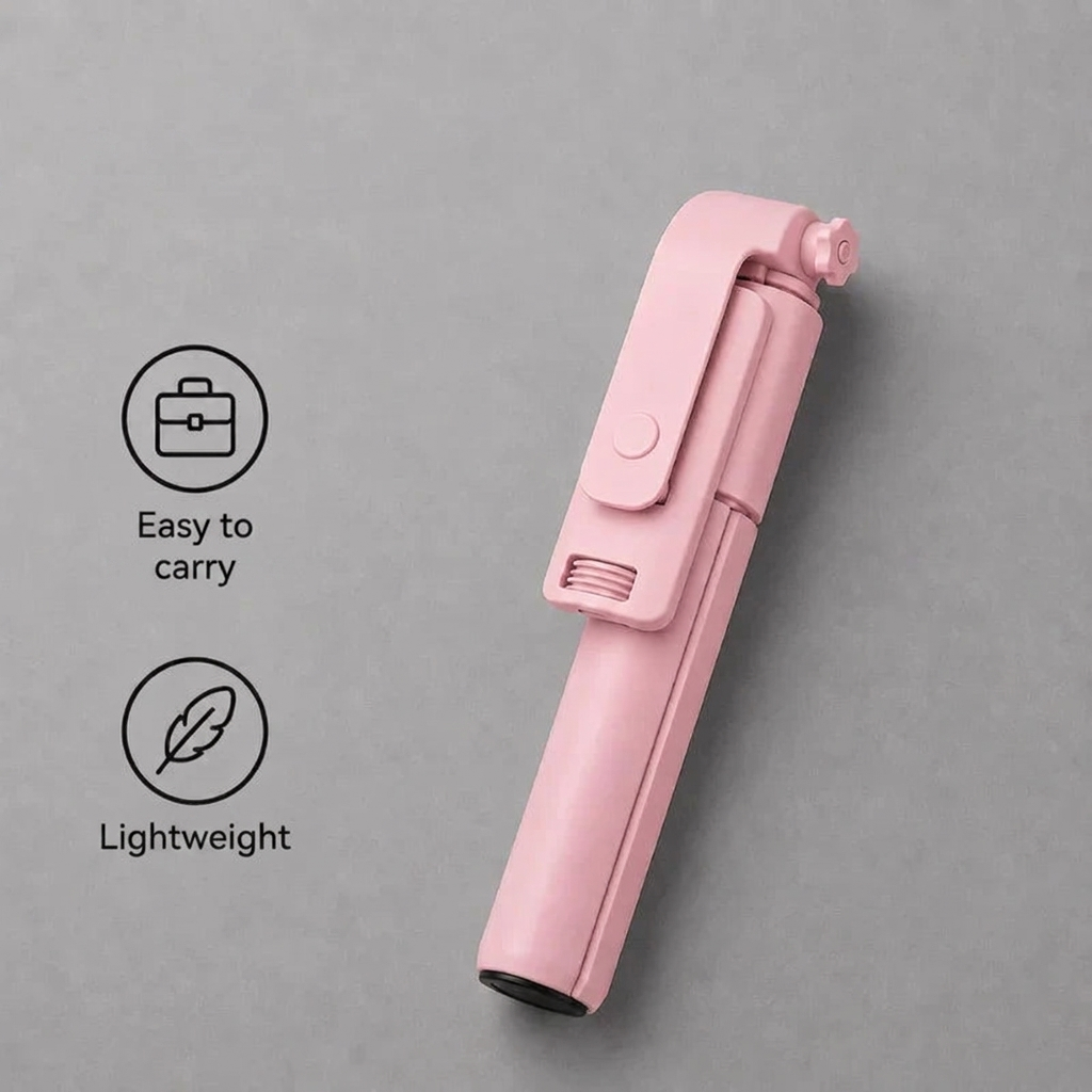 Phone Tripod 70 CM Pink | iPhone & Android | Selfie & Bluetooth Remote