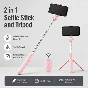 Phone Tripod 70 CM Pink | iPhone & Android | Selfie & Bluetooth Remote