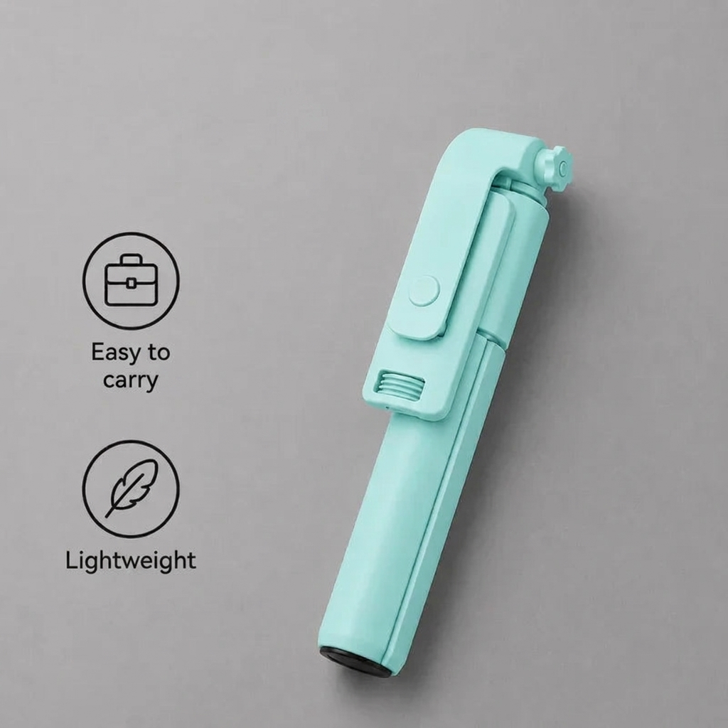 Phone Tripod 70 CM Turquoise | iPhone & Android | Selfie & Bluetooth Remote