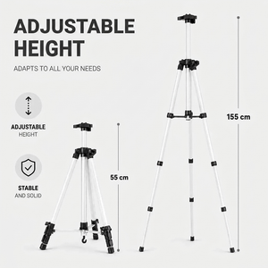 Easel Tripod 155 CM Silver Aluminum | Adjustable & Stable | Carry Bag Included