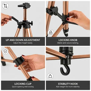 Easel Tripod 155 CM Coffee Brown Aluminum | Adjustable & Stable | Carry Bag Included