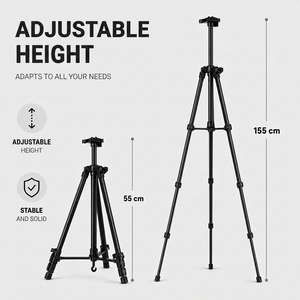 Easel Tripod 155 CM Black Aluminum | Adjustable & Stable | Carry Bag Included