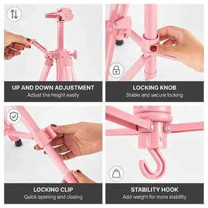Easel Tripod 155 CM Pink Aluminum | Adjustable & Stable | Carry Bag Included