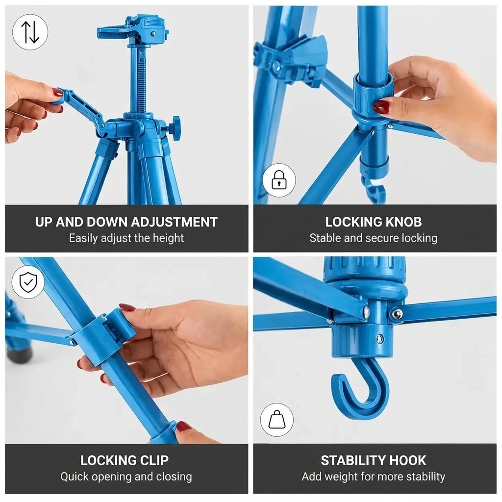 Easel Tripod 155 CM Turquoise Aluminum | Adjustable & Stable | Carry Bag Included