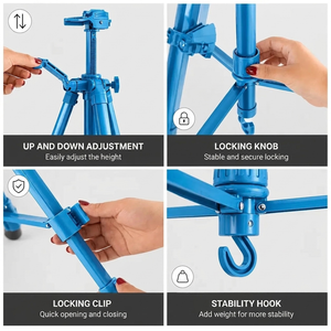 Easel Tripod 155 CM Turquoise Aluminum | Adjustable & Stable | Carry Bag Included