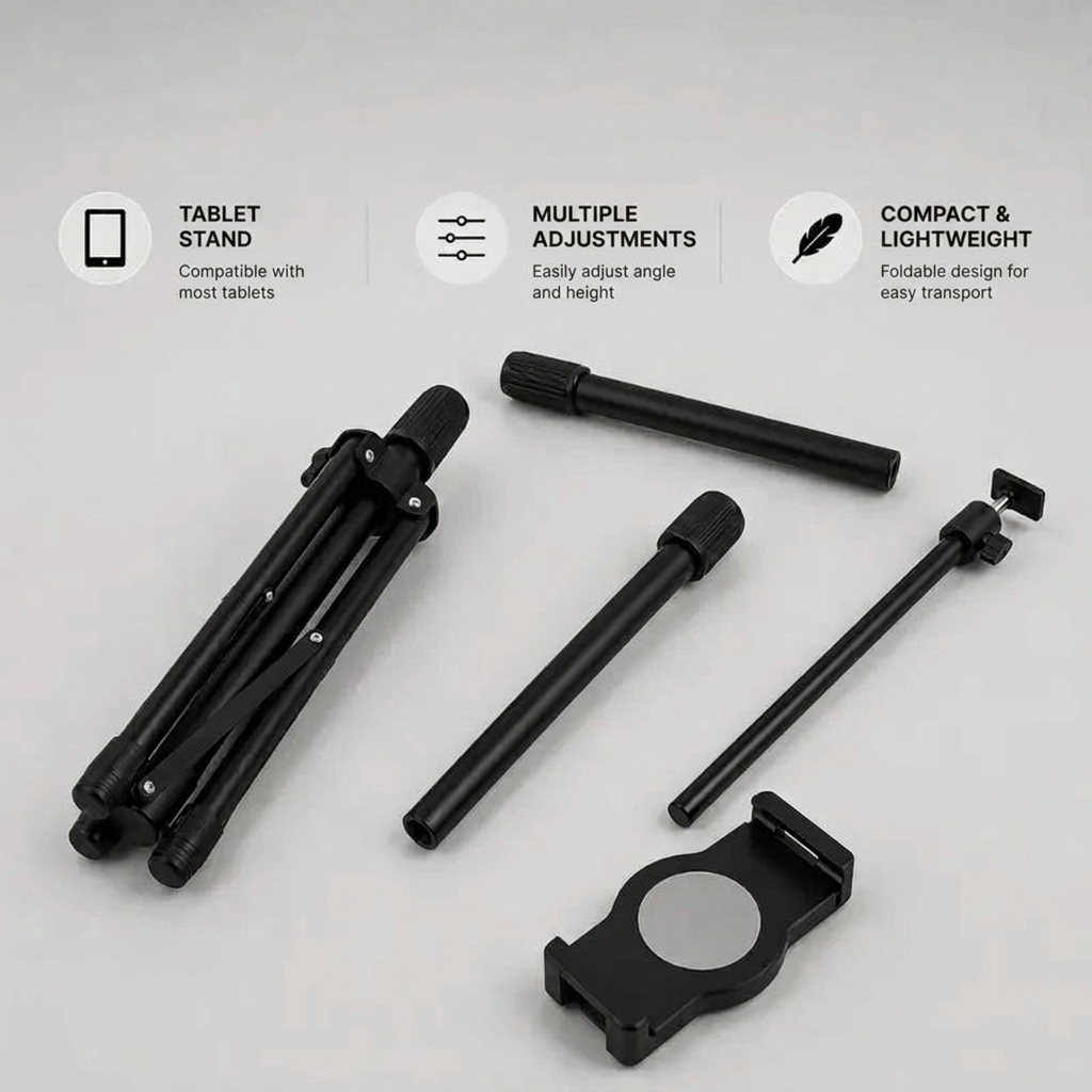 Tablet Tripod 160 CM Extendable | iPad & Samsung Galaxy | Extendable Arm & Carry Bag Included
