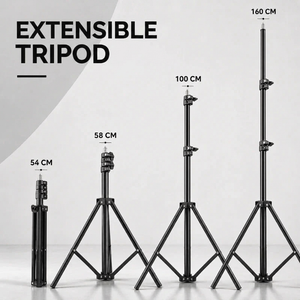Phone Tripod 160 CM Black Aluminum | iPhone & Android | Adjustable & Anti-Vibration