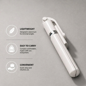 Phone Tripod 170 CM White Aluminum | iPhone & Android | Stable at Full Extension & Remote Included