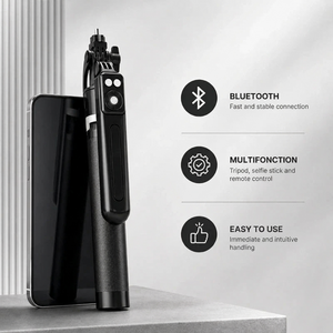 Phone Tripod 170 CM Black Aluminum | iPhone & Android | Stable at Full Extension & Remote Included