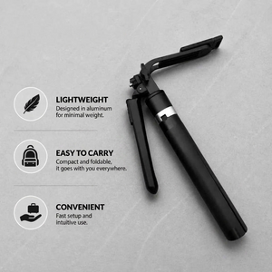 Phone Tripod 170 CM Black Aluminum | iPhone & Android | Stable at Full Extension & Remote Included