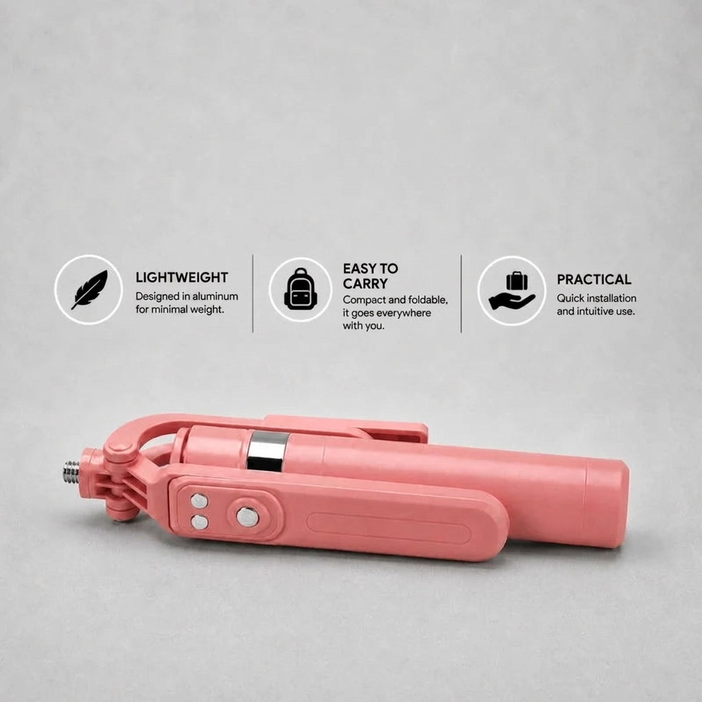 Phone Tripod 170 CM Pink Aluminum | iPhone & Android | Stable at Full Extension & Remote Included