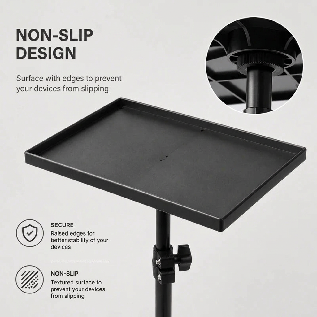 Projector Tripod 120 CM | Universal Projector Compatibility | Tray Included & Adjustable Height