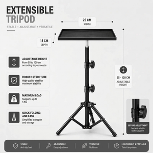 Projector Tripod 120 CM | Universal Projector Compatibility | Tray Included & Adjustable Height