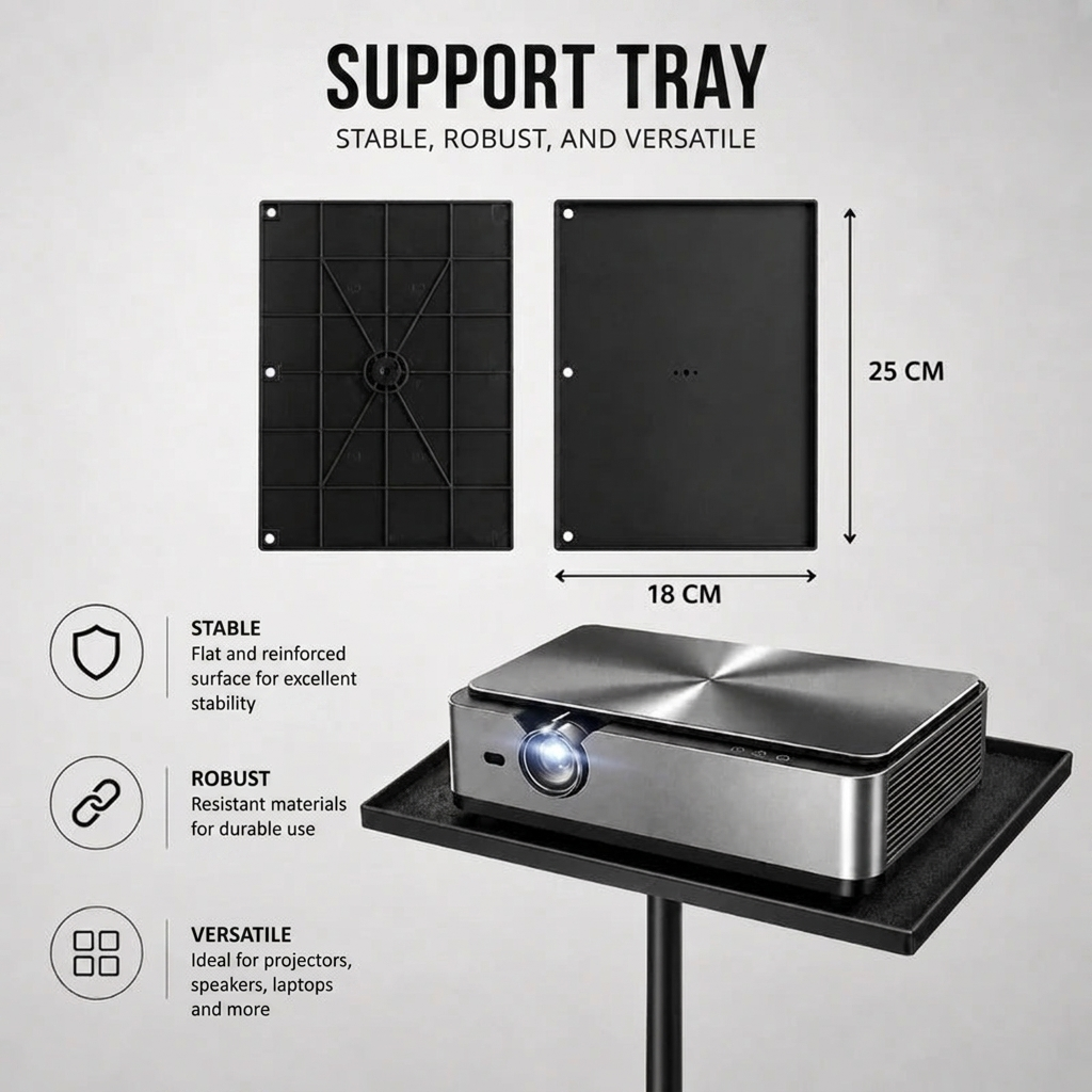 Projector Tripod 120 CM | Universal Projector Compatibility | Tray Included & Adjustable Height