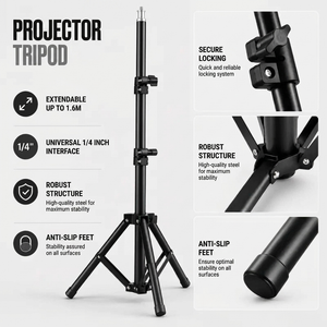 Projector Tripod 160 CM Black | Universal Projector Compatibility | Tall & Stable
