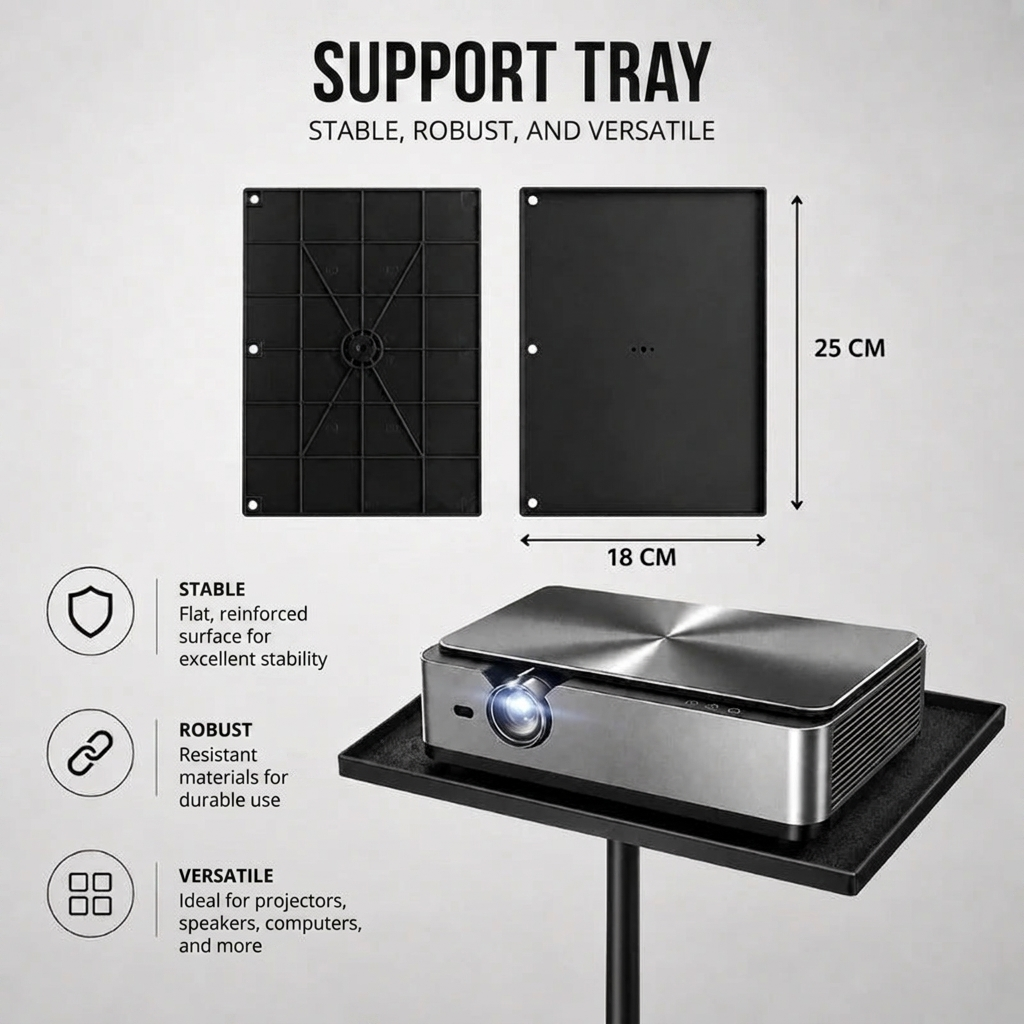 Projector Tripod 55 CM | Universal Projector Compatibility | Tray Included & Compact Design