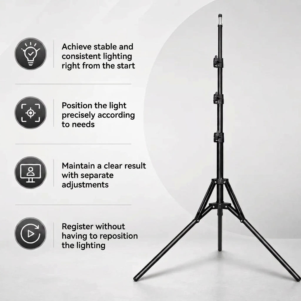 Light Stand Tripod 200 CM Black | Ring Light & Softbox | Tall & Stable