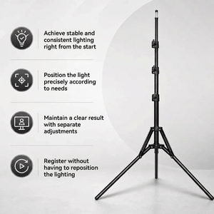 Light Stand Tripod 200 CM Black | Ring Light & Softbox | Tall & Stable