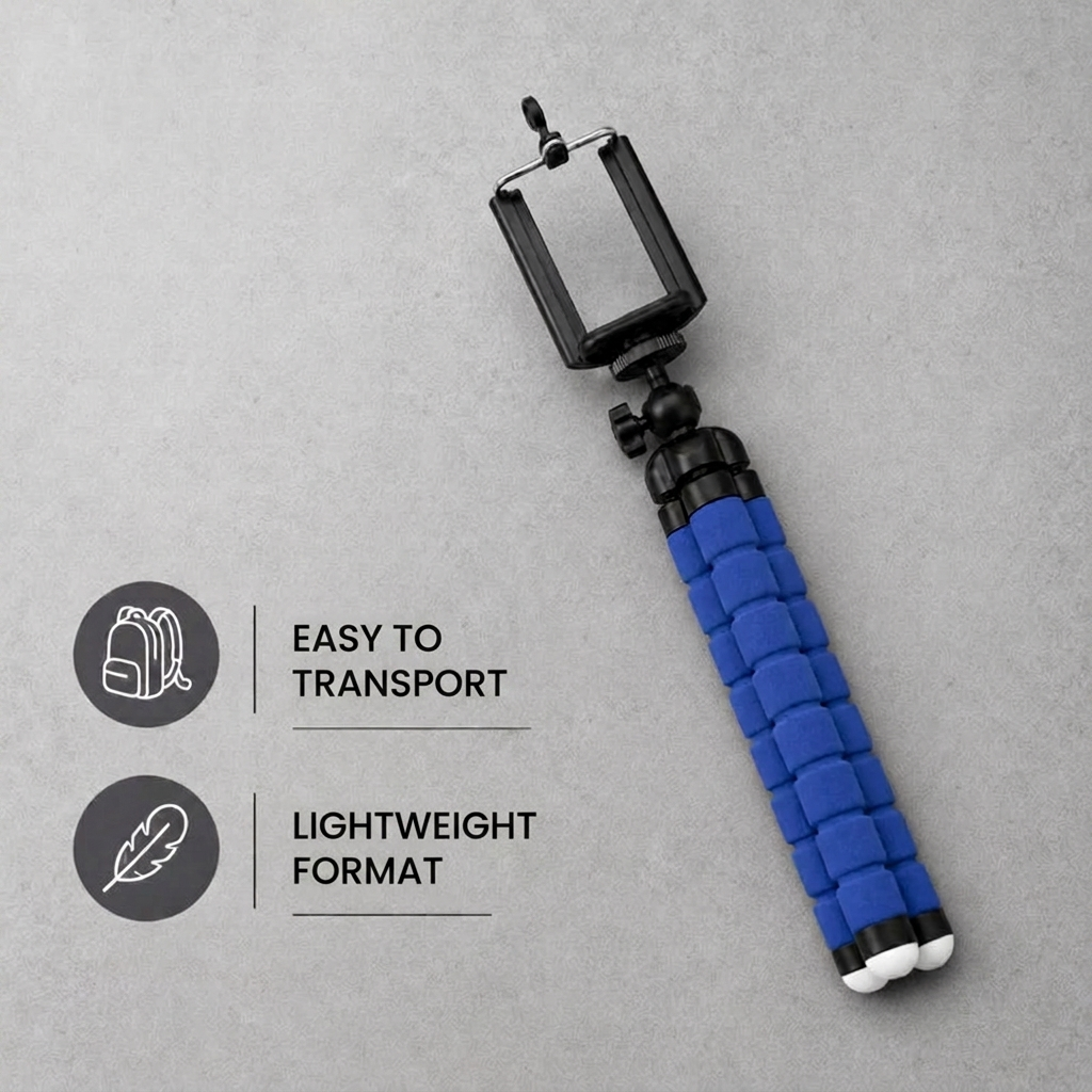 Flexible Tripod Blue | iPhone & Android | Flexible Legs & Bluetooth Remote