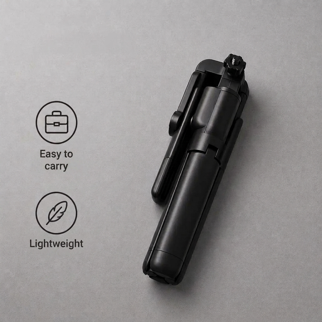 Phone Tripod 70 CM Black | iPhone & Android | Selfie & Bluetooth Remote