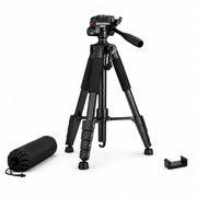 Camera Tripod 188 CM Aluminum | DSLR, Mirrorless & Smartphone | 1/4-inch Screw, Foam Grips & Carry Bag Included