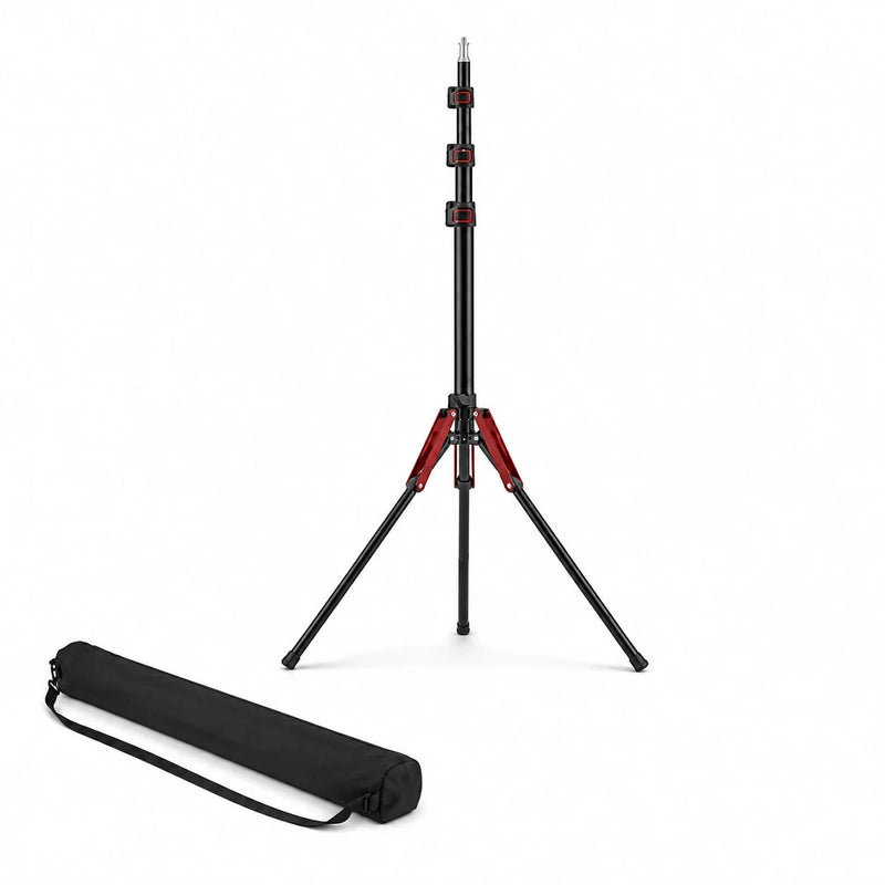 Light Stand Tripod 190 CM Red Pattern | Ring Light & Softbox | Carry Bag Included